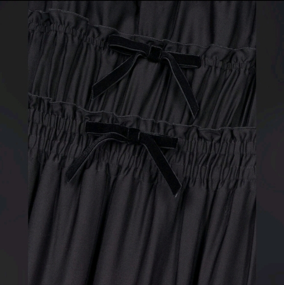 NWT! The Kooples, Shirred Maxi Dress Bows/Tiered Skirt, Black, FR 1(US S),$325 - Picture 4 of 6